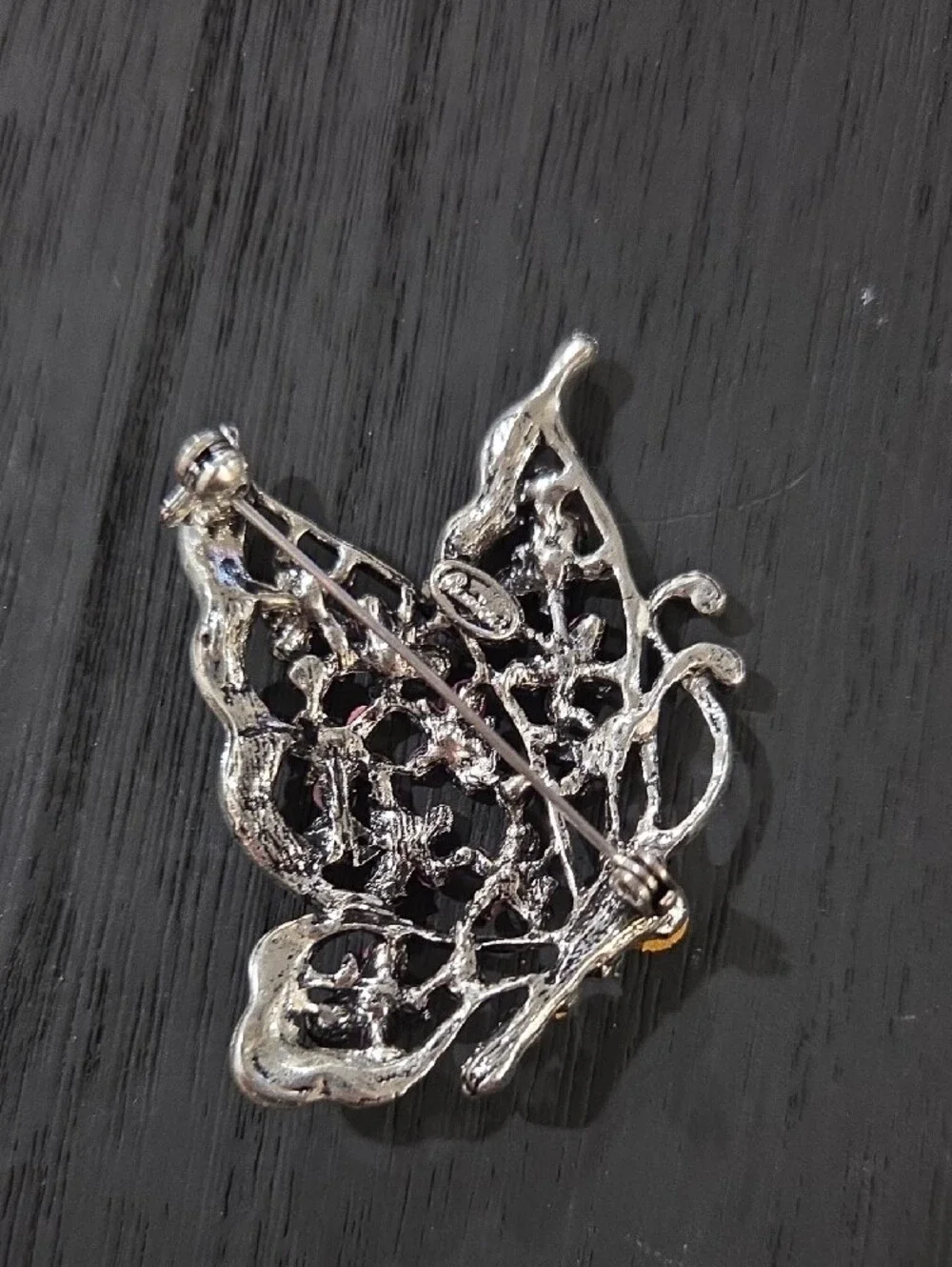 Rucinni Butterfly Floral Pink Enamel And Crystal Brooch